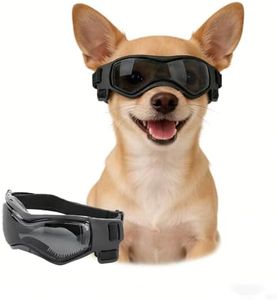 Enjoying Dog Sunglasses Small Breed, Dog Goggles UV Protection, Cycling Eye Protection for Small Dogs, Outdoors Breathable Windproof Dustproof Anti-Fog, Adjustable Straps, Cool Black