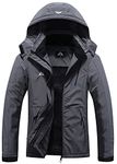 Women's Mountain Waterproof Ski Jacket Windproof Rain Windbreaker Winter Warm Hooded Snow Coat, Dark Gray-02, Small