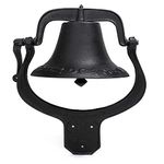 LEHOM 14'' Large Heavy Cast Iron Dinner Bell Antique Vintage Style Farmhouse Door Bell for Outdoor Garden Backyard Liberty Farm Church School