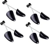 XINGZI 4 Pairs Men's Black Plastic Adjustable Length Shoe Trees Stretchers Boot Holder Shaper Organizers with Tension Spring Coil Great for All Shoes Keep Shape