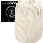 (2-Pack, Medium 8in x 12in) Organic Cotton Cold Brew Coffee Bag - Designed in California - Reusable Coffee Filter with EasyOpen Drawstring Cold Brew Maker for Pitchers, Mason Jars, & Toddy Systems