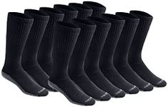 Dickies Men's Multi-Pack Dri-tech Moisture Control Boot-Length Socks, Black (12 Pairs), 6-12