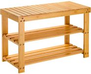 Bamboo Shoe Rack Bench, 3-Tier Shoe Shelf Organizer Holds up to 300 lbs, Entryway Storage Bench Ideal for Hallway Bathroom Living Room by Pipishell