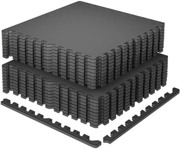 SUPERJARE 0.79'' Extra-Thick Exercise Equipment Mats, 18 Pcs 72 Sq Ft Rubber Top Floor Tiles with High Density EVA Foam, Interlocking Gym Flooring for Home Gym, Workout Mat, Black