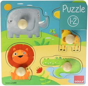 Goula - Puzzle animales selva, Encajable de madera para niños a partir de 1 año