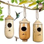 3Pcs Hummingbird House, Wooden Humm