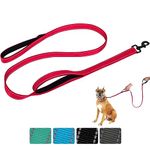 Aepeasti Dog Leash for Medium to Large Dogs with Two Padded Handles 5FT/6FT, Double Handle Dog Leash, Reflective Training Lead, Durable Traffic Leashes(5FT,Red)