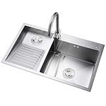 MGCtech Silver laundry Sink with Faucet & built-in washboard, large stainless steel Utility sink for Washing Room, Laundry Room, Bar, Bathroom (Size : 70cm-Right-1)