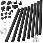 Yecaye Cable Concealer, 125 Inches Large Size Cord Cover Raceway Kit, Paintable Wire Hider for Wall Mount TV, Cable Hider Channel for Home Office, 8PCS, Each L15.7 X W1.18 X H0.6 inches,Black