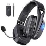 WolfLawS TA3000 Wireless Gaming Headset for PC, PS5, PS4, Mac, 2.4GHz/Bluetooth USB Over-Ear Headphones with Detachable and Built-in Mics, 48+ Hour Battery, Low Latency, Lightweight