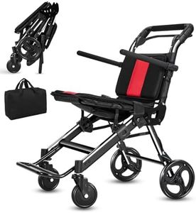 FlyingJoy Wheelchairs for Adults,Transport Wheelchair Lightweight Foldable Chairs with Handbrakes,Portable Wheelchair Travel Wheel Chairs for Seniors,Walkers for Seniors Support 300lbs(Black)