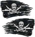 Jolly Roger Pirate Flag Tattered Decal Set Ship Boat Sailing Treasure Distressed Sticker