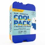 Cool Pack, Slim Ice Pack for Lunch Box - Quick Freeze and Long-Lasting - Freezer Cold Packs for Cooler Bag and Lunch Boxes - Original Long-Lasting Formula - (4 Pack)