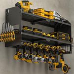 YYR Power Tool Organizer Wall Mount, Cordless Drill and Battery Holder, Electric Tools Hanger Storage Rack, Garage Organization Floating Shelf - Metal, Black