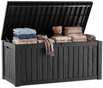 MAIUSCOLI 180 Gallon Resin Deck Box, Waterproof Lockable Outdoor Storage Box Container for Patio, Garden Tools (180 Gallon, Black)