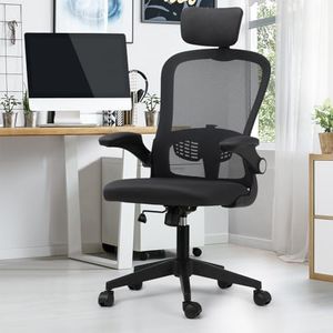 OIKITURE Ergonomic Office Chair, Breathable Computer Chair Desk Chair High Back Chair, High Back Gaming Chair with Arched Backrest, Height Adjustable Wide Seat, Skin Friendly, Black & Dark Grey