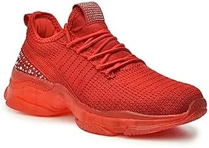 CLOUDAIR Women's Vesta Casual Fashion Sneaker - Slip-On Sock Women's Running Shoes - Air Cushion, Non-Slip & Breathable Platform Sneakers for Walking - Lightweight Girls Sneakers, Red, 8.5