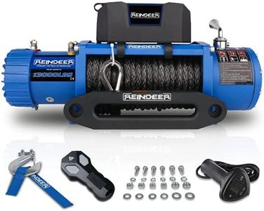 REINDEER New 12V Winch 13000 lb Load Capacity Electric Winch Synthetic Rope with Hawse Fairlead Waterproof IP67 with Wireless Handheld Remotes