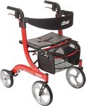 Nitro Rollator Lightweight Folding 4 Wheel Walking Frame Mobility Aid - Choice of Size and Colour (Red, Medium)