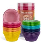 Parmedu 400pcs Paper Cupcake Liners: Jumbo Size 2.28 Inches Muffin Liners - 8 Rainbow Colors Baking Cups Cupcake Wrappers