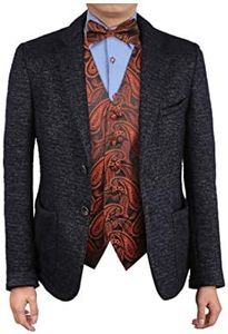 EGE1B01E-2XL Brown Black Paisley Microfiber Waistcoat and Pre-tied Bow Tie Certificate For Husband By Epoint