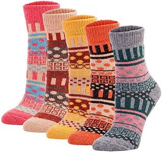 YZKKE 5Pack Womens Vintage Winter Soft Warm Thick Cold Knit Wool Crew Socks, Multicolor, free size