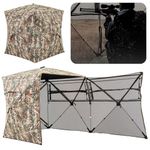 COSTWAY 3 Person Pop Up Hunting Blind, 270°/360° One Way See Through Camouflage Ground Tent with Carrying Bag, Hunting Blind Gear for Shooting Bird Watching (360° See Through, Fully Opened Door)