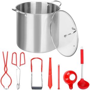 Gtouse 21.5 Quart Stainless Steel Canning Pot with Lid & 7 Pieces Canning Tools Set, Canning Supplies Kit Water Bath Canner for Beginner, Kitchen, Home (Red)