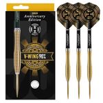 Harrows V-Wing Anniversary Edition Steel-Tip Darts, 90% Tungsten, 3 Supergrip Carbon Shafts, 3 Prime Flights (23, Grams)