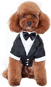Keysui Mascotas Elegante Fiesta Formal Traje Ropa Partido Smoking para Perros Abrigos (Negro, M)