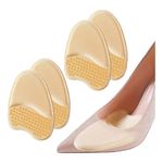 VivoFoot 4 PCs Foam Ball of Foot Cushions Metatarsal Pads, Anti-Sliding Pads Open Toe, Relieves Forefoot Pain, Self-Adhesive and Reusable (Beige)