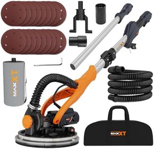 MAXXT Drywall Sander Electric Foldable Wall Sander With Vacuum Dust REAL self-priming system LED light telescopic handle variable speed 6.5A motor six 9-inch sanding discs dust bag