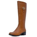 Nautica Women's Riding Boots Tall Shaft Knee High Dress Boot, Cognac-ginger Lily, 6