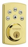 Weiser Powerbolt 2 Brass Keyless Entry Door Lock/Deadbolt Lock, Single Cylinder Keypad Door Lock with Backlit Keypad (Up to 6 User Codes), Auto Lock, Electronic Door Locks for Entry Door