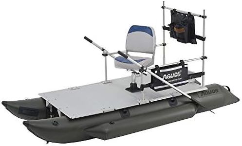 AQUOS Heavy-Duty for One Series FM 10.2 ft Plus Inflatable Fishing Pontoon Boat with Guard Bar, Folding Seat for One Person Fishing in Freshwater and Saltwater