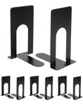 QWORK® 4 Pairs book ends for shelves, metal bookends, Black,130mm, for Office, Library Books, School Supplies, Bookracks