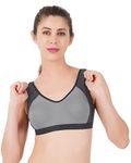 Brida High-Impact Sports Bra for Girls and Women - Full Coverage, Non Padded, Wide Strap for Extra Support, Racer Back Styling Active Bra with Stay Fresh and Moisture - Champion Charcoal Grey