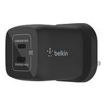 Belkin 65W Dual USB Type C Wall Charger, Fast Charging Power Delivery 3.0 with GaN Technology, USB Plug fast charger for iPhone 16, 15, 14, iPad, MacBook, Samsung Galaxy S24, Pixel and more - Black