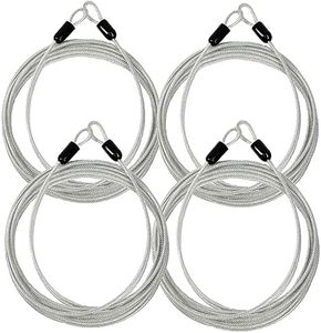 Lumintrail 4 Foot 3mm (1/8th Inch) Braided Steel Coated Security Cable Luggage Lock Safety Cable Wire Double Loop (4 Pack)