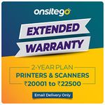 Onsitego 2 Year Extended Warranty for Printers & Scanners from Rs. 20001-22500 (Email Delivery - No Physical Kit)