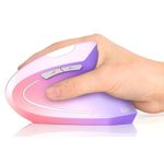 Ergonomic Mouse, Vertical Wireless Mouse - Lekvey Rechargeable 2.4 GHz Optical Carpal Tunnel Mouse : 800/1200 / 1600 DPI, 6 Buttons, for Laptop, PC, Computer, Desktop, Notebook etc, Purple Pink