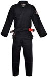 FUJI Kids All-Around Brazilian Style Jiu Jitsu Uniform with C0-Sized White Belt, Black, Size C2