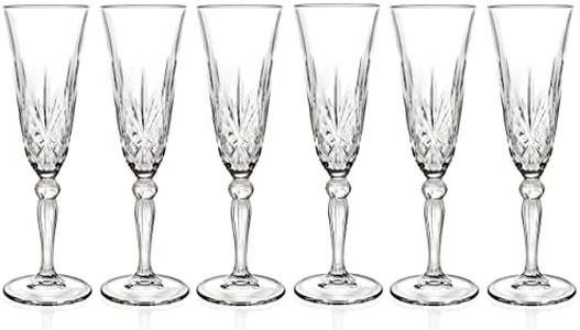 Barski Toasting Flute Glass -Champagne - Flutes - Set of 6 Flute Crystal Glasses - Wedding Toasting Flutes - Designed - 5.4 oz - by - Made in Europe