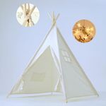 Midook Teepee Tent for Kids Play Tent with String Lights for Girl and Boy,Indoor Outdoor Playhouse Fodable Kids Play Tent, Washable Peach Skin Velvet Canvas Game Tent