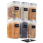 nuovva Airtight Cereal Storage Containers – 6pcs Food Storage Containers Set – 4L Kitchen Pantry Organiser – BPA Free Cereal Dispenser Set – Ideal for Cereal & Cornflakes Storage…