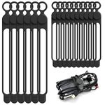 Nearockle Silicone Cable Ties Cord Organizer for Cable Management, 16PCS 4.5" and 7.1" Reusable Cable Organizer Electronic Accessories for Home, Office, Kitchen, School, Travel (Black)