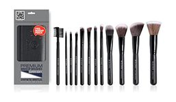 Makeup Brushes Set of 12 Brushes For Face and Eye Makeup, Premium synthetic bristles, 100% Vegan Brushes,Cruelty free. makeup brushes, Designed in CA,America. Blending Brush, Blusher Brush, Contouring Brush, Foundation Brush, Eye Shadow, Smudge Brush, Angular, Eye Liner, Lip Liner & Eye Groomer Brush (Compete Set Of 12)