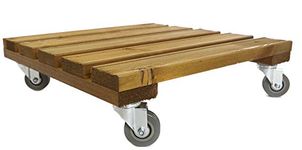 Heavy Duty Large Wooden Square Plant Pot Caddy - Pot Stand with Wheels 40cm x 40cm – Wood Flower Mover Trolley on Caster