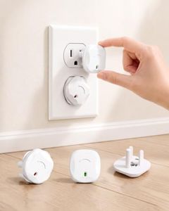 TrusTot Outlet Covers Baby Proofing, 60 Pack Plug Covers Baby Proofing, Outlet Plug Covers for US 3-Prong to Prevent Electric Shock, Outlet Covers for Home, Office, School, Toddlers & Babies, White