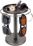 kondyfayo 360° Rotating Sunglass Organizer Storage, Stainless Steel Glasses Holder Stand, Glasses Organizer with Tray for Desk, Dresser, Tabletop, Nightstand and Home Decor(Titanium Black)